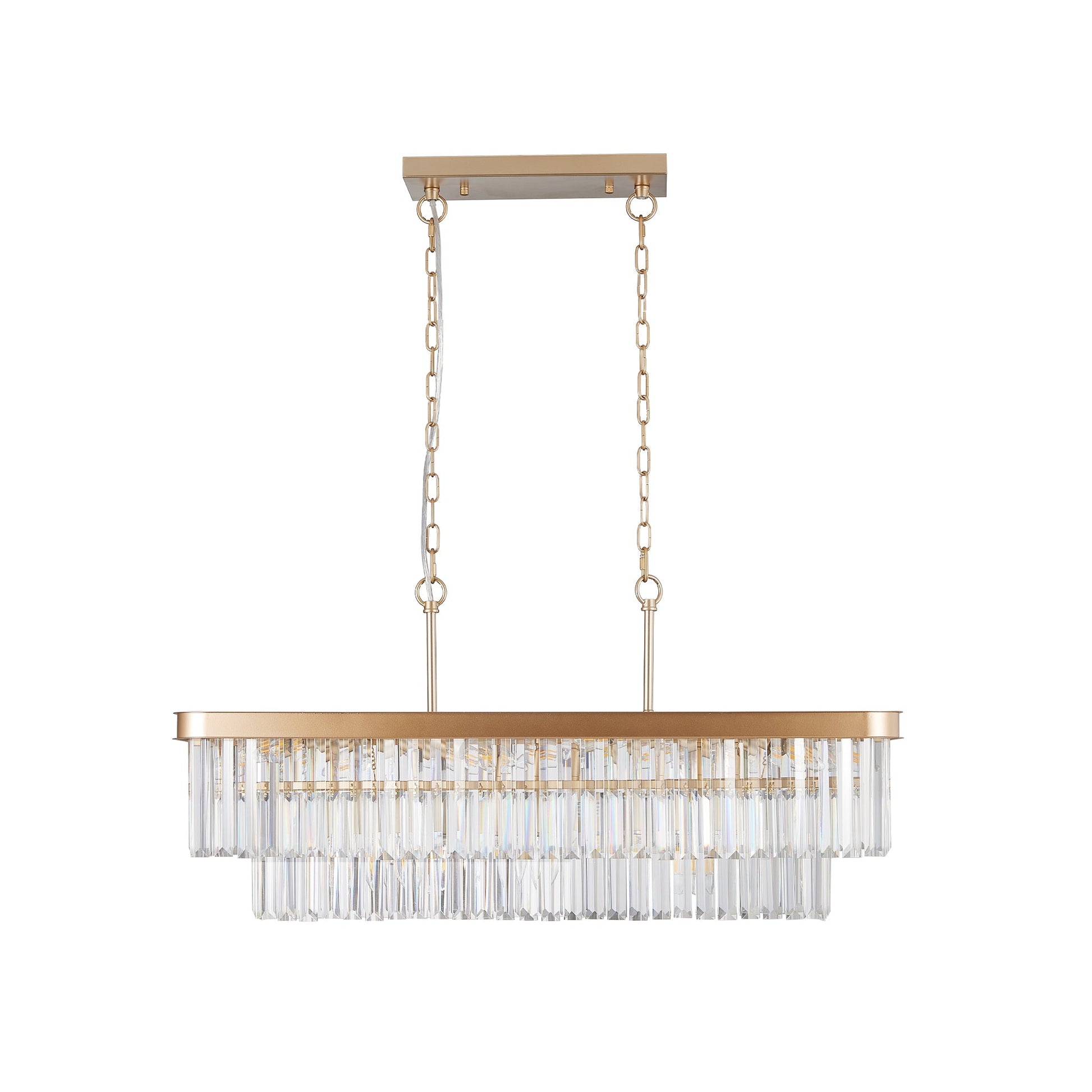 Chandeliers,Rectangular Crystal Chandelier Adjustable,E12 Modern Industrial Crystal Lights (Bulb Not Included) - Korvel