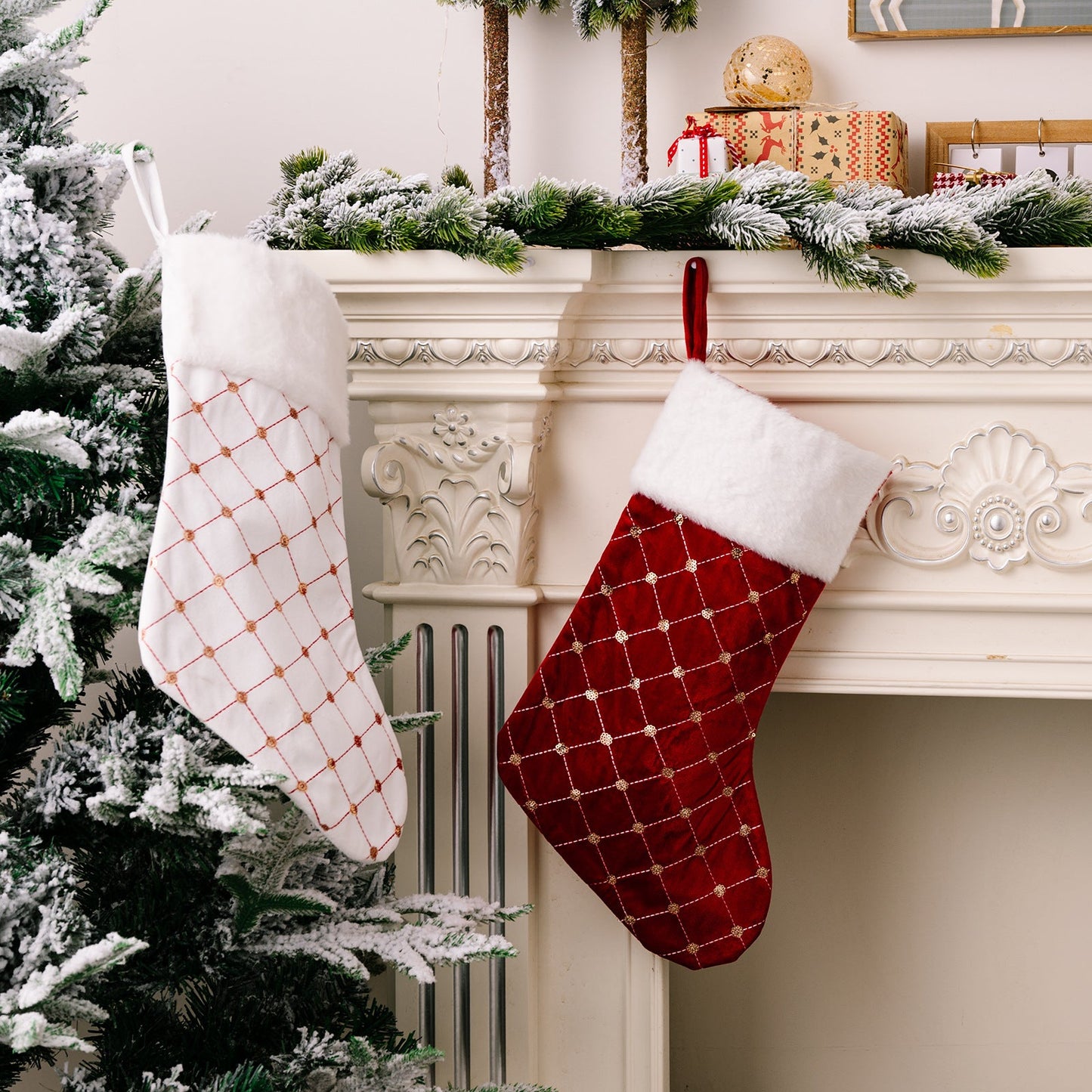 Calcetines de Navidad Rojos Premium para Decoración Festiva
