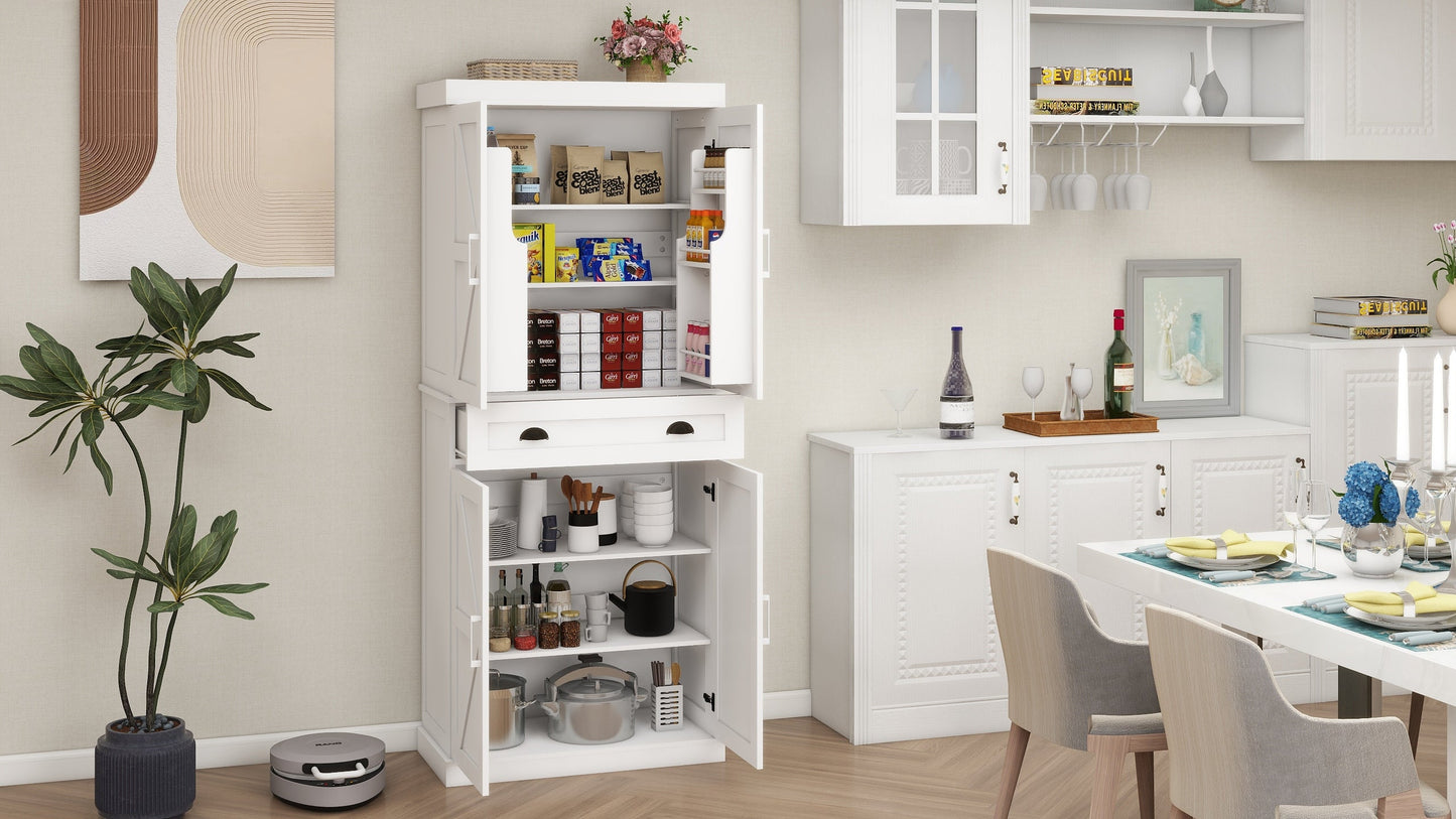 Elegant 71" Kitchen Pantry Storage Cabinet with Adjustable Shelves