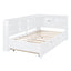 Wooden Twin Size DayBed with Twin Trundle, DayBed with Storage Shelf and USB Charging Ports,White - Korvel