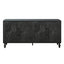 Carved Flower Door Large Storage Cabinet With Metal Handle Suitable For Living Room, Kitchen, Entryway(BLACK) - Korvel