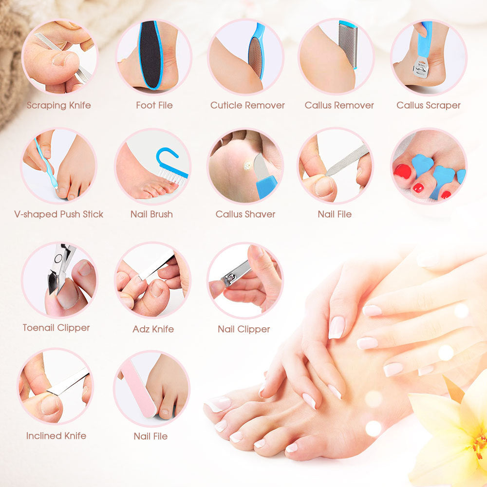 HISOME Manicure And Pedicure 18-Piece Set Of Foot Plate Dead Skin Planer Foot Grinder Nail Clipper To Remove Calluses - Korvel