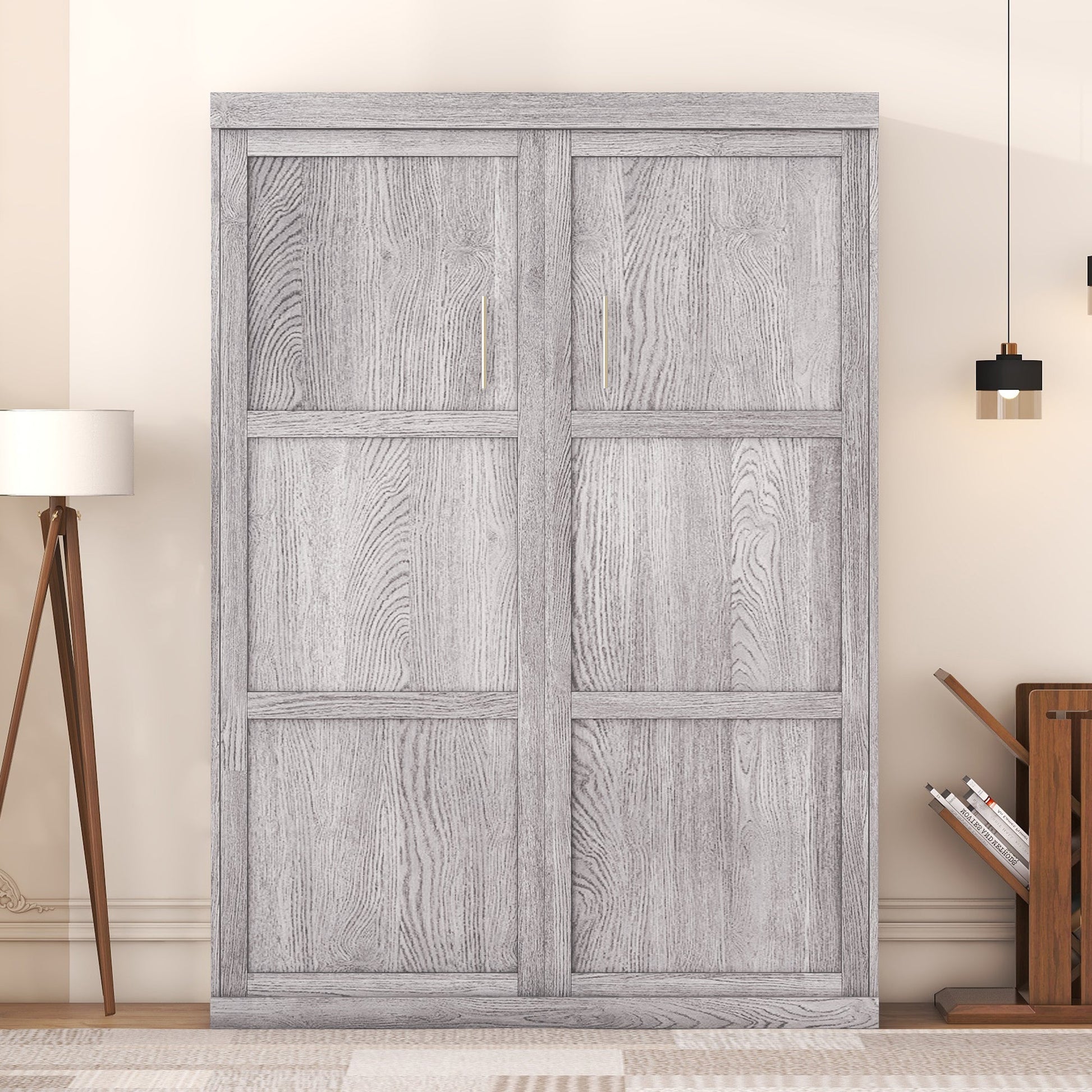 Full Size Murphy Bed, can be Folded into a Cabinet Gray - Korvel