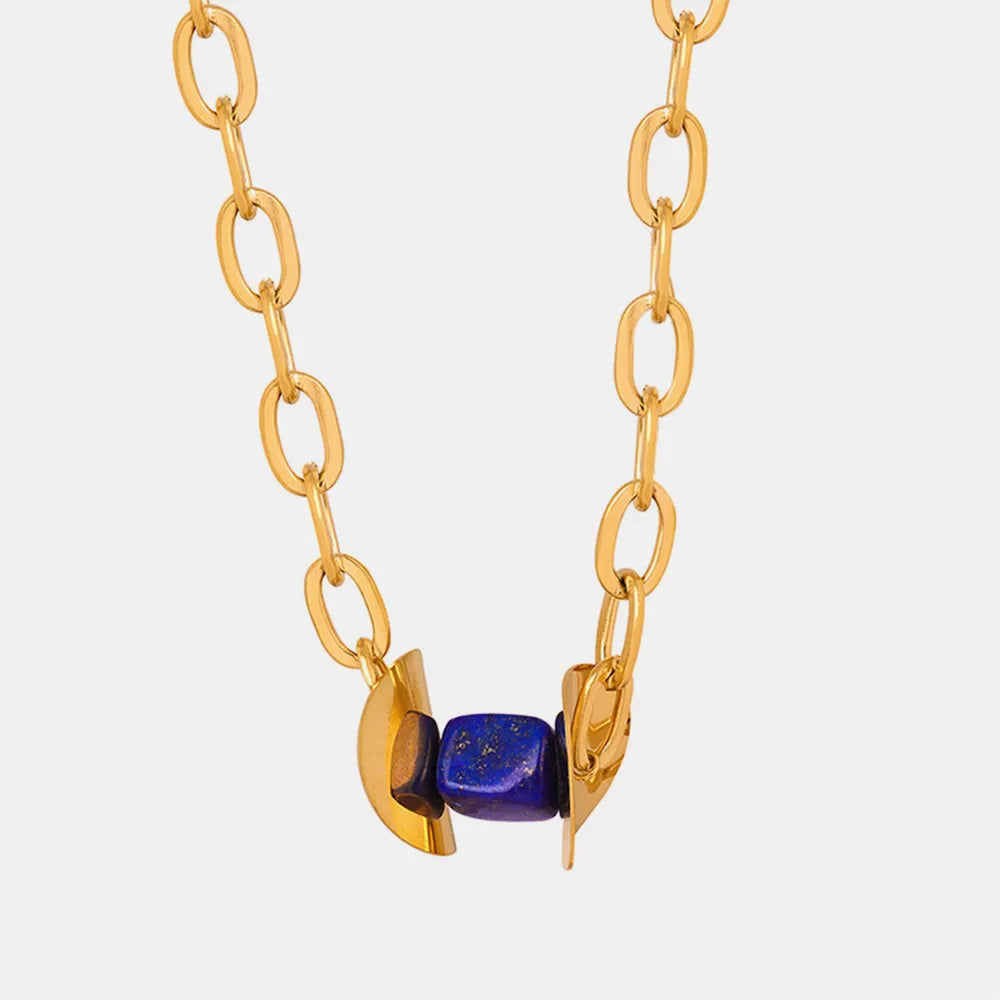 Natural Stone Pendant Titanium Steel Necklace - Korvel