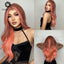 Long Curly Hair 24inch Women's Wig Set In The Middle Part Orange Pink - Korvel