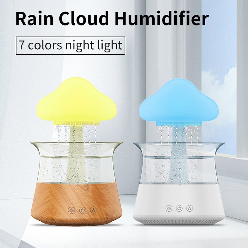 New Designed Cool Mist Essential Oil 7 Colors LED Night Light Wood Grain Cloud Rain Water Air Humidifier - Korvel
