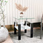 1-Piece Modern Tempered Glass Tea Table Coffee Table End Table, Square Table for Living Room, Transparent/Black - Korvel