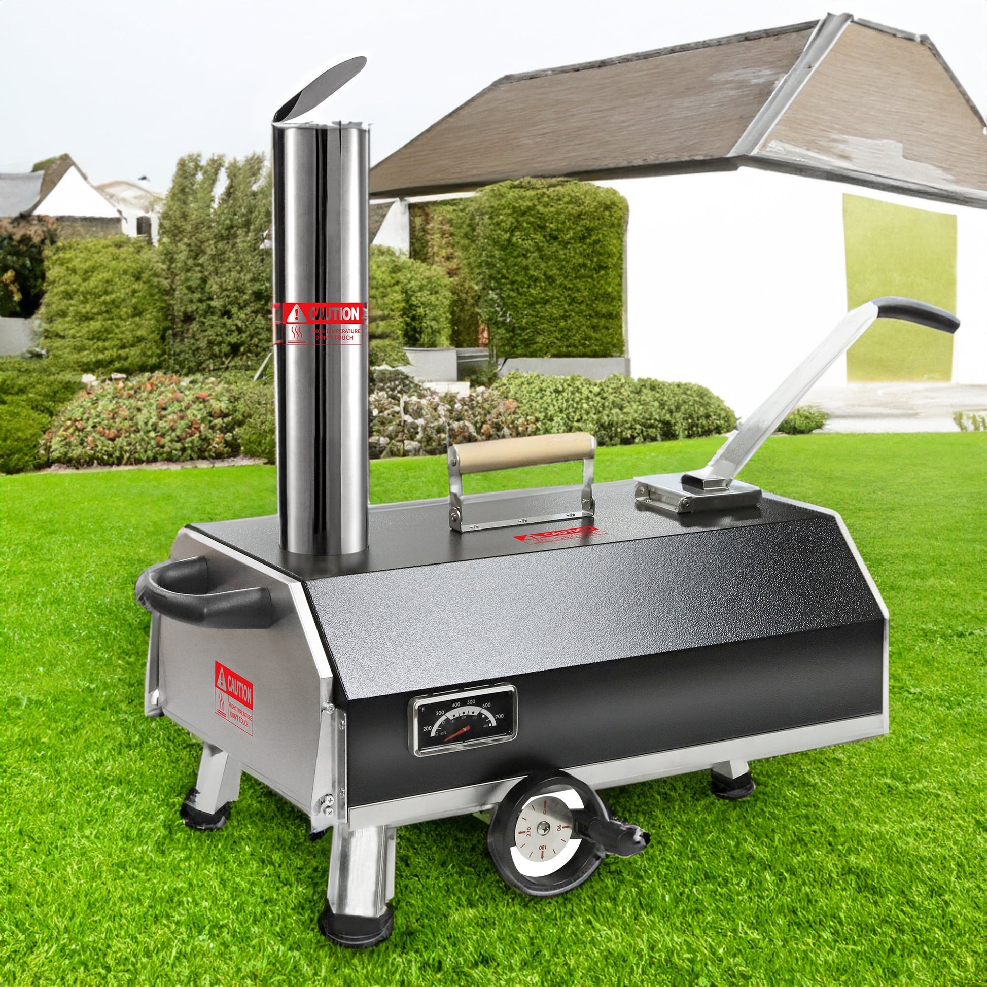 Semi-Automatic Black 12 Outdoor Pizza Oven Portable Wood Fired Pizza Oven Outdoor - Korvel