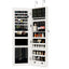 Mirror jewelry cabinet, 47.2-inch large capacity lockable jewelry organizer, wall mounted mirror, with white jewelry storage - Korvel