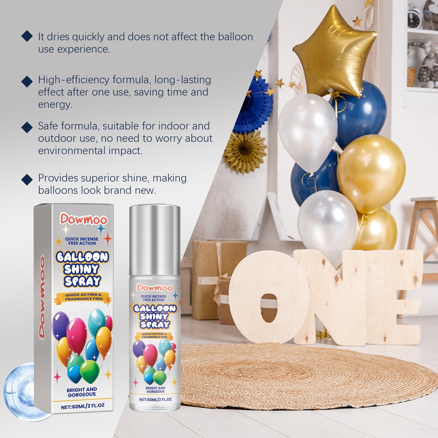 Spray Brillante para Globos de Látex - Acabado Brillante de Larga Duración