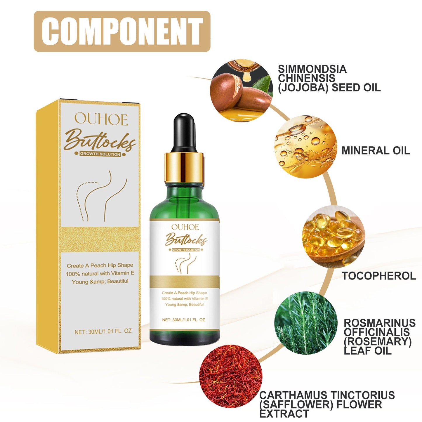 Huile essentielle premium pour le soin de la peau des fesses