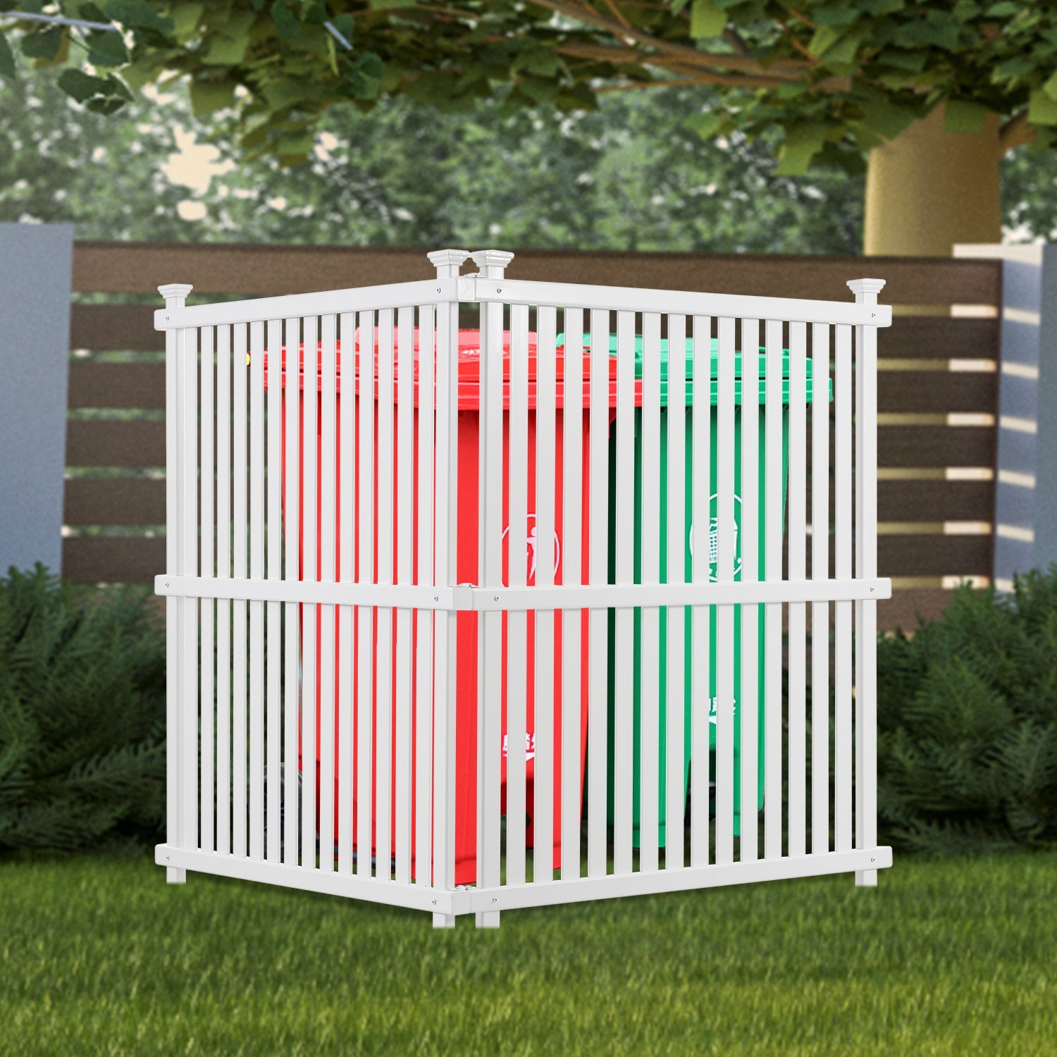 Privacy Screen Panels Kit Air Conditioner Trash Can Enclosure Vinyl white color - Korvel