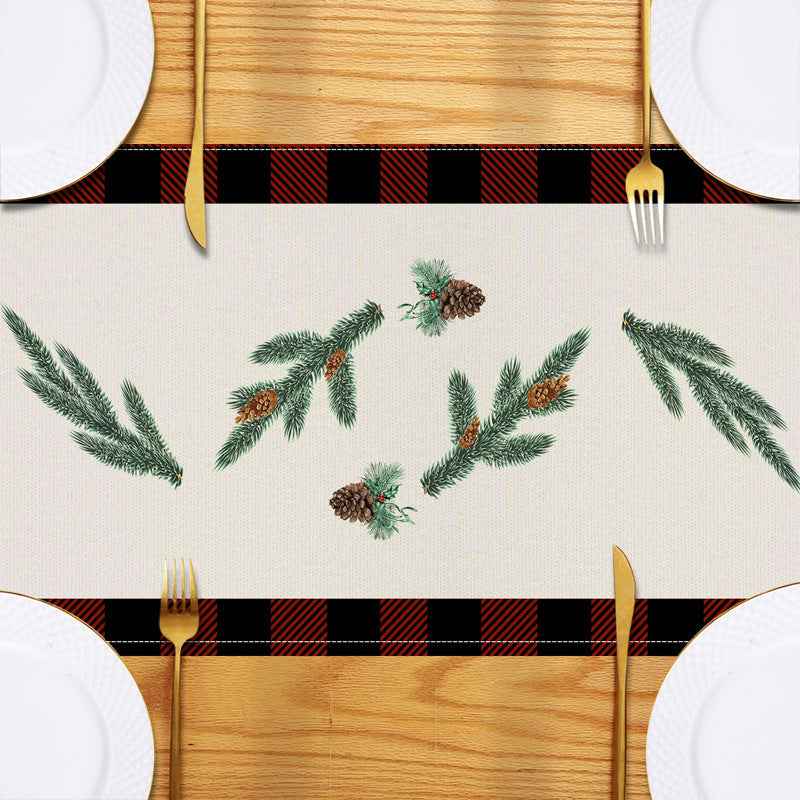 Drapeau de Table Imprimé Voiture Rouge - Nappe en Lin de Noël