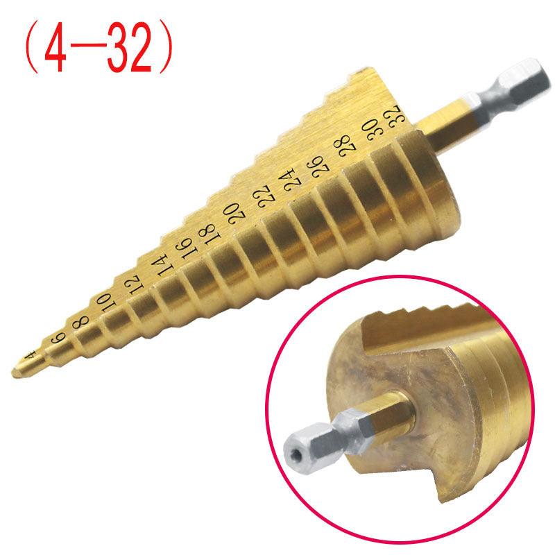 Hexagon Shank Straight Groove Step Drill Pagoda Drill Step High Speed Steel 4241 Drill Bit Set 4-32 4-20 4-12 - Korvel