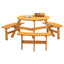 6-Person Circular Outdoor Wooden Picnic Table for Patio, Backyard, Garden, DIY w/ 3 Built-in Benches, 1720lb Capacity - Natural - Korvel