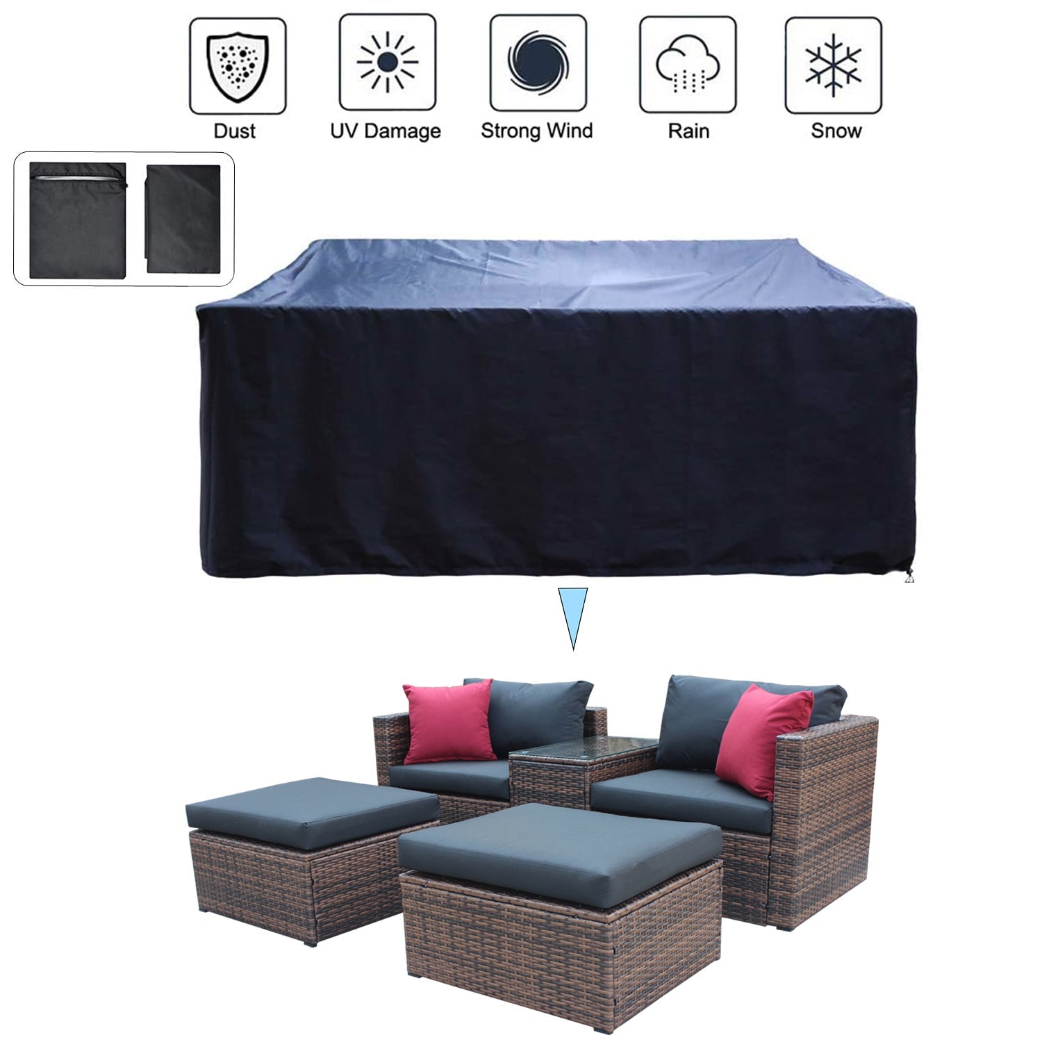 5 Pieces Outdoor Patio Garden Brown Wicker Sectional Conversation Sofa Set - Korvel