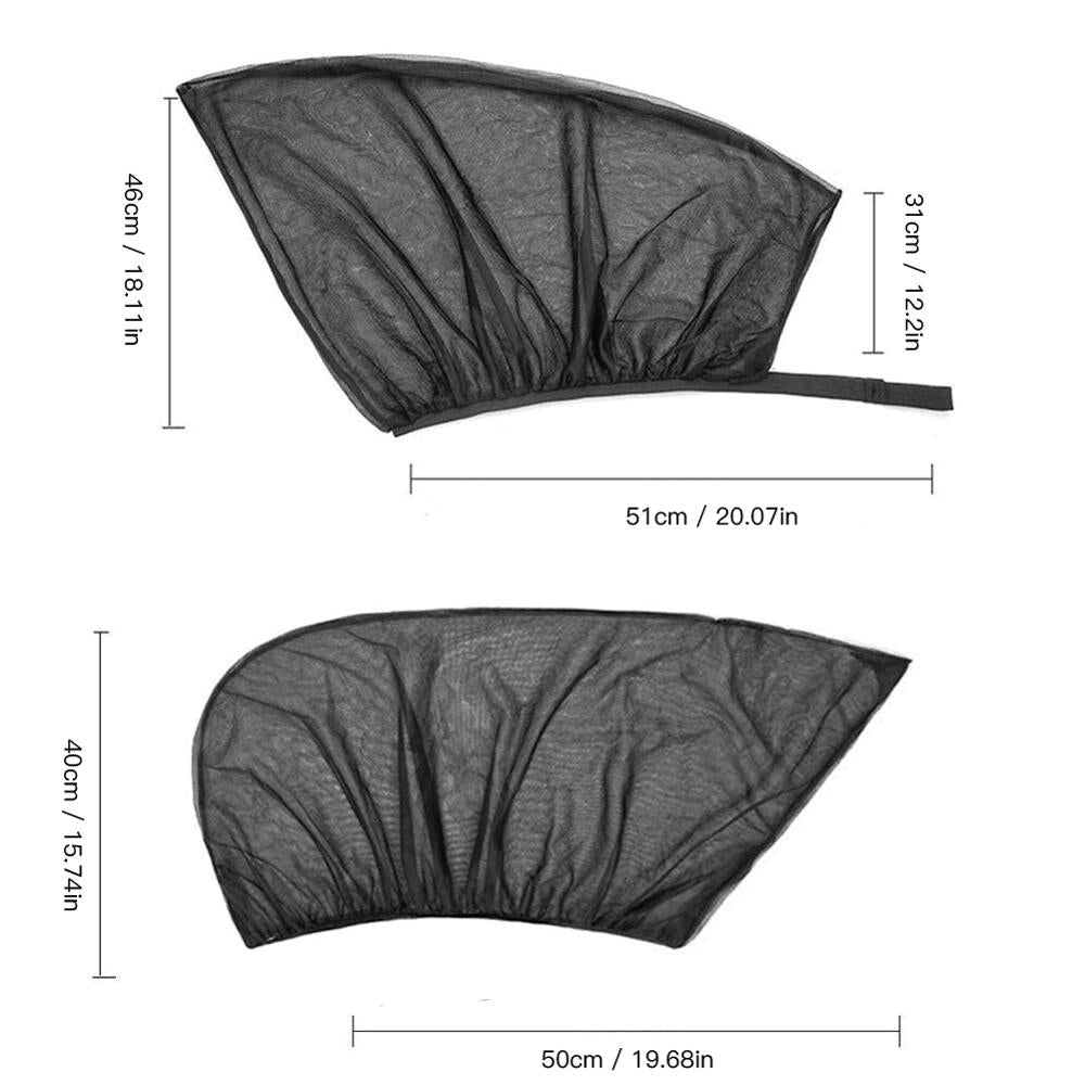 SALE 4pcs Car Front & Rear Side Window Sun Visor Shade Mesh Cover Sunshade  insulation anti-mosquito Fabric Shield UV Protector - Korvel