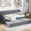 Twin Size Upholstery Daybed with Trundle & USB Charging - Gray