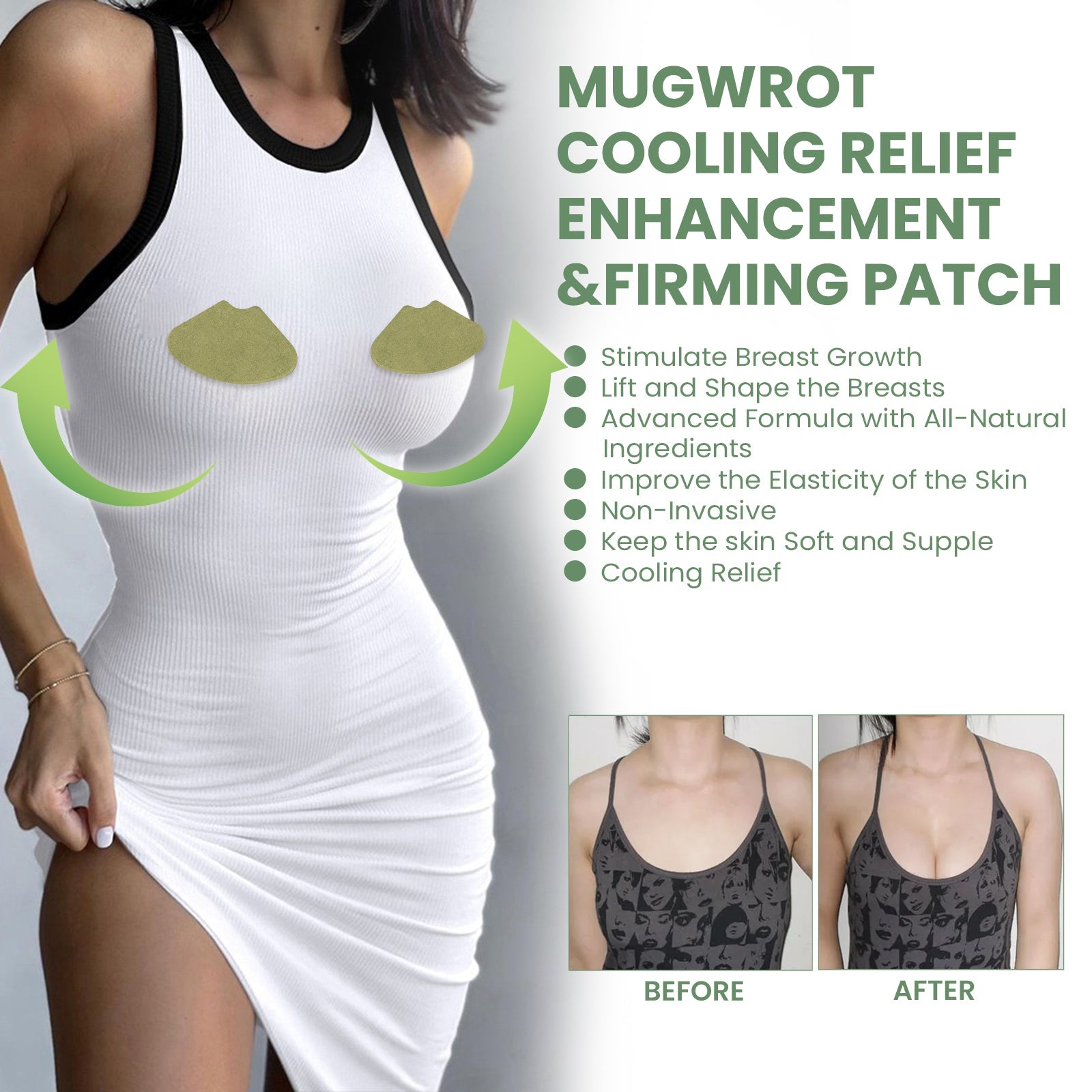 Mugwrot Cooling Relief Enhancements & Firming Patch, Massage Firming Chest Anti-sagging Chest Plump Patch - Korvel