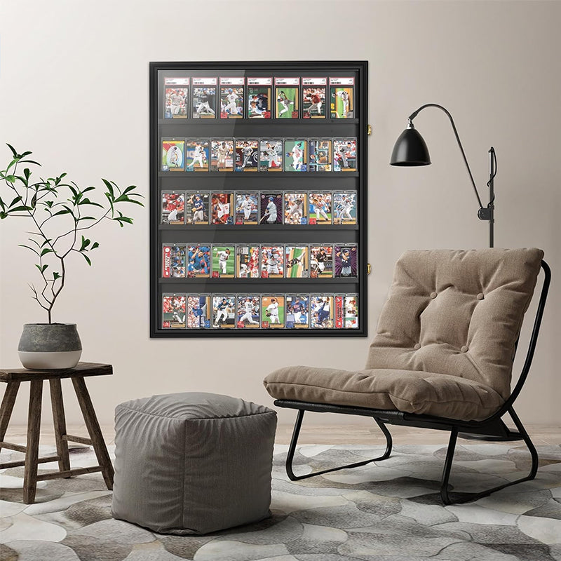 Large Sports Card Display Cases. Wooden, UV - protected acrylic fronts. For football, basketball, hockey cards. - Korvel