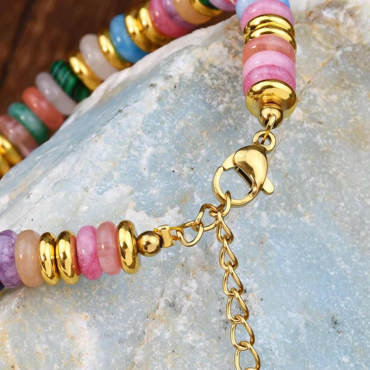 Ins style dopamine colored natural stone bead bracelet for women niche and high-end non fading crystal bracelet - Korvel