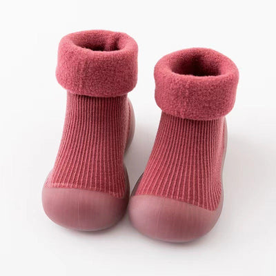 Baby walking shoes in autumn and winter with plush and thickened soft soles, non slip, pure cotton floor socks for both boys and girls to keep warm - Korvel