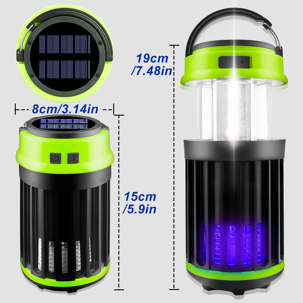 Solar LED Electric Shock Mosquito Killer Lamp Outdoor Waterproof USB Rechargeable Lighting Mosquito Trap - Korvel