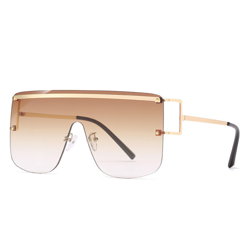 New Style One Piece Sunglasses Fashion Rimless Sunglasses Women's Trendy Sunglasses - Korvel