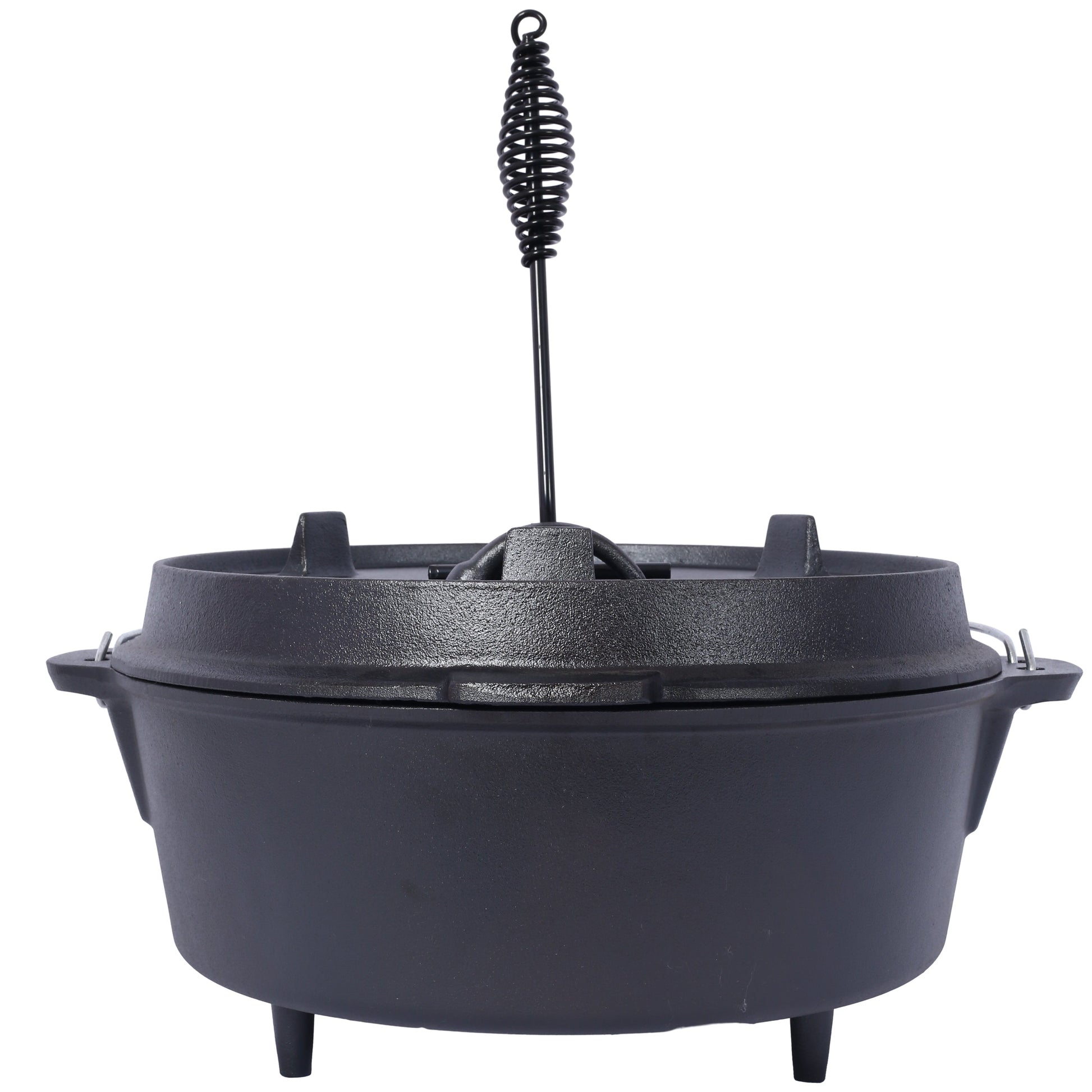 ast iron Dutch oven with lid, outdoor camping deep pot, used for camping, cooking, barbecue and leg rest,  12 Quart - Korvel