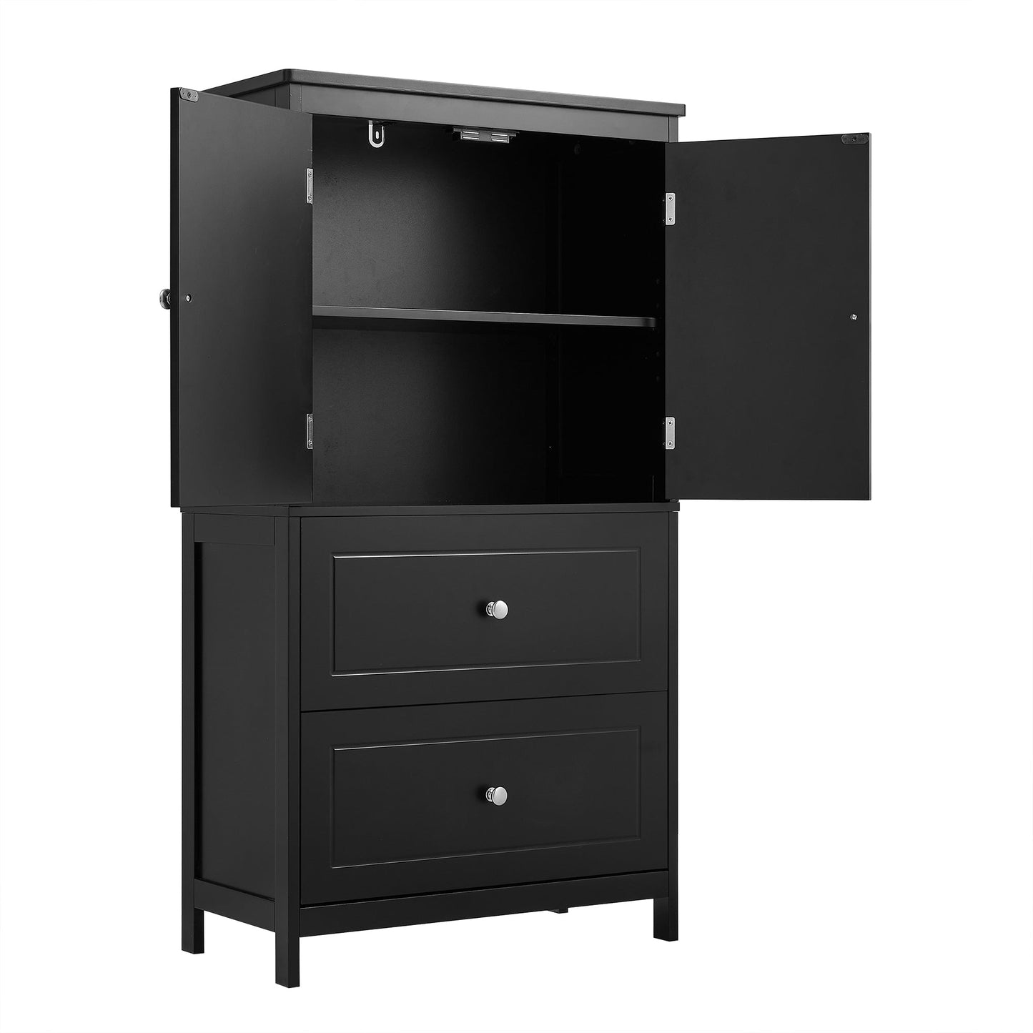 Armoire de rangement de salle de bain noire élégante avec étagère réglable