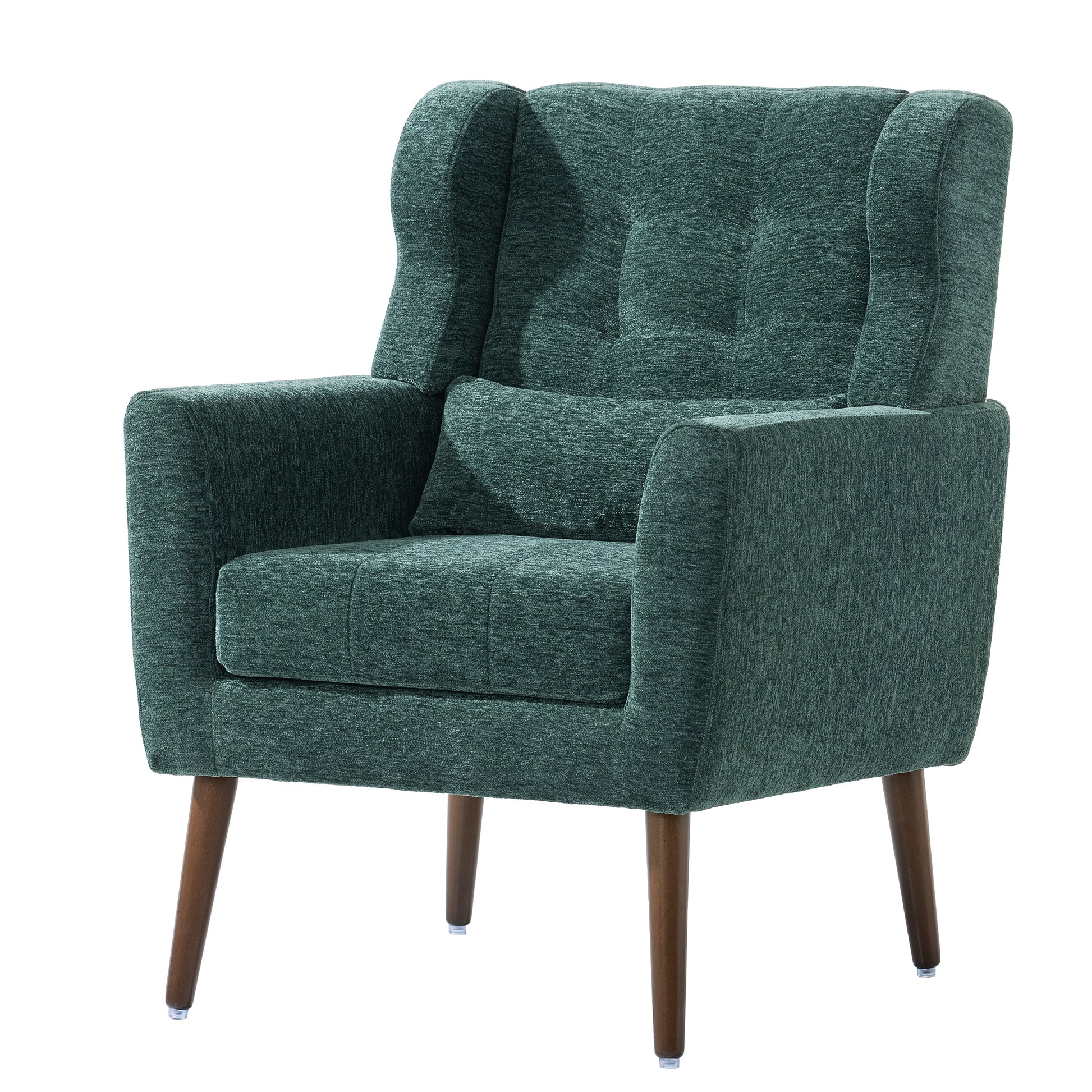 Modern Accent Chair Upholstered Foam Filled Living Room Chairs Comfy Reading Chair Mid Century Modern Chair  (Blackish Green) - Korvel