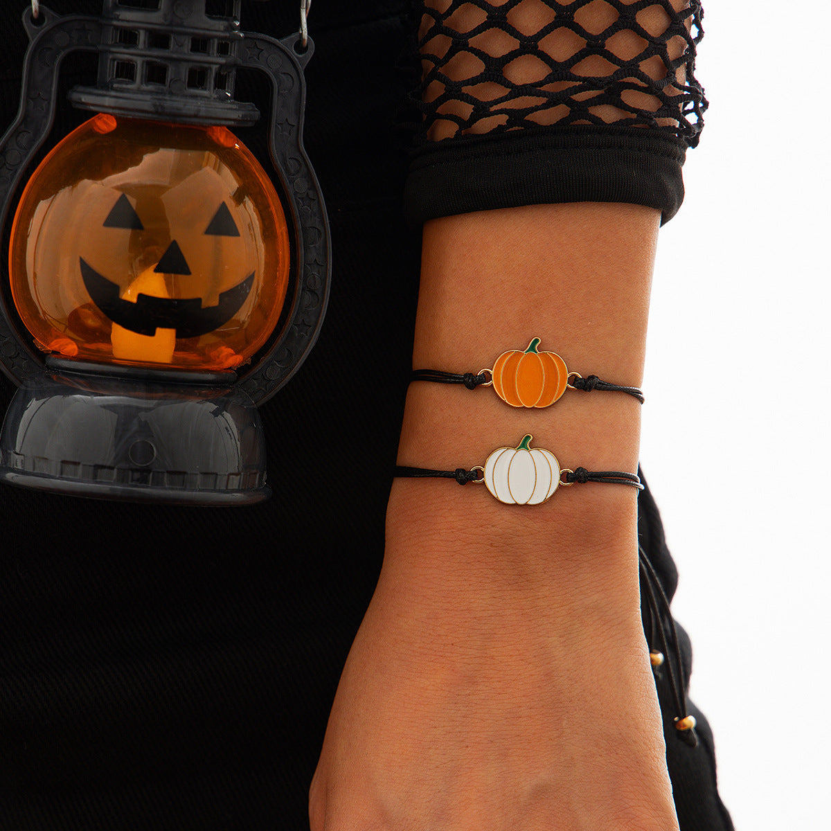 Ghost Festival Ghost Skin Wax Wire Bracelet Black Wind Bat Alloy Bracelet Set - Korvel