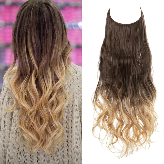 One-piece women's hair extension piece with abundant hair volume U-shaped fishing line invisible and natural long curly hair - Korvel