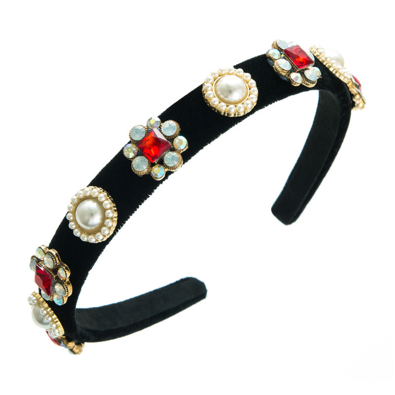 Baroque Court Diamond Tapered Headband Retro Style Premium Hair Ornament - Korvel