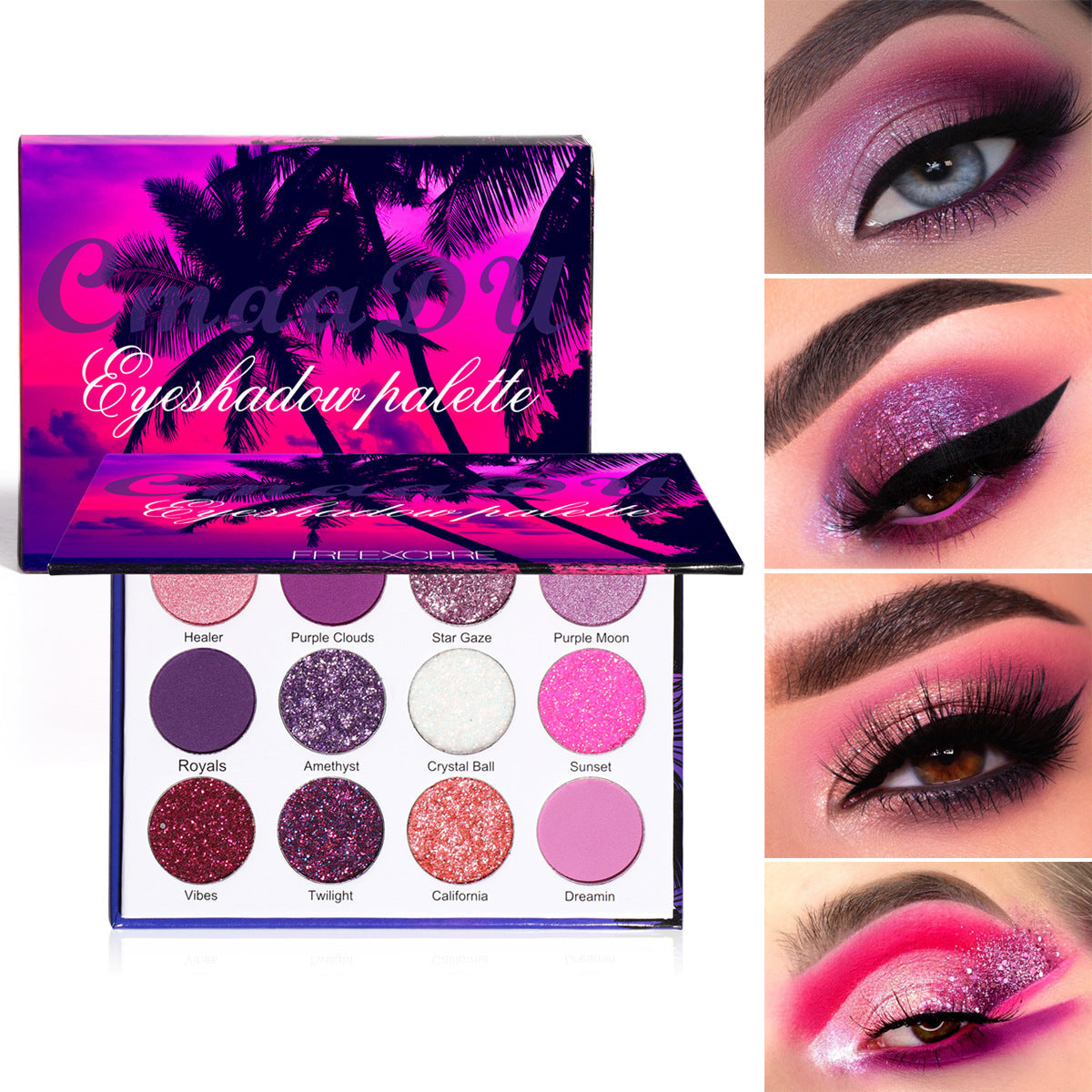 CmaaDu 12 Color Eyeshadow Palette Shiny Eyeshadow Makeup Matte and Metallic Glitter Makeup - Korvel