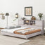 Full Size Daybed Frame with Storage Bookcases - White Oak