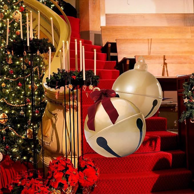 Campana de Navidad Inflable con Lazo para Decoración Exterior