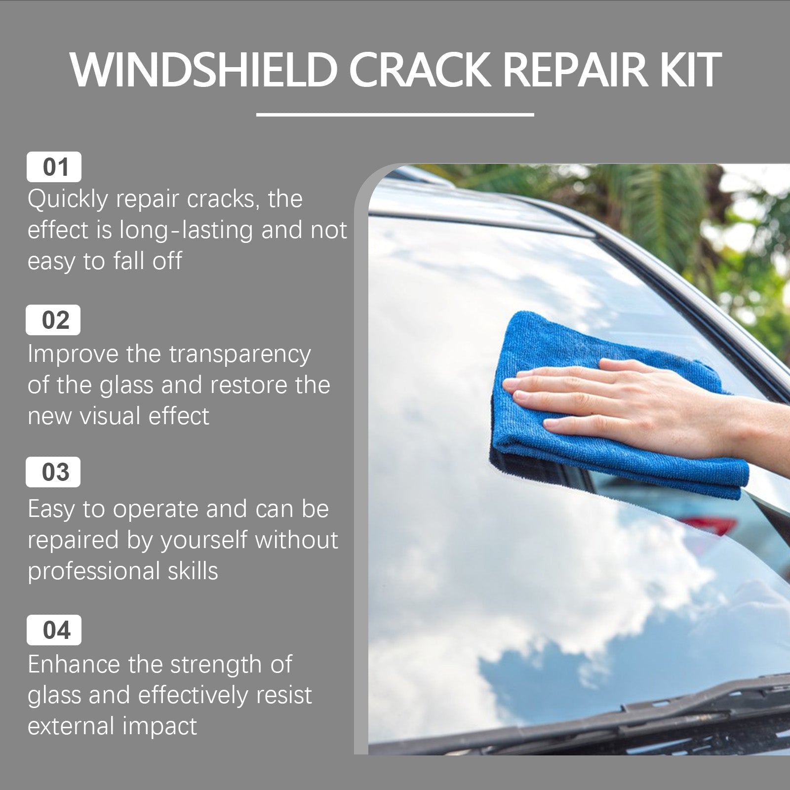 HOMONTH Windshield Crack Repair Kit, Clear Vision Automotive Front Windshield Nano Repair Solution Set - Korvel