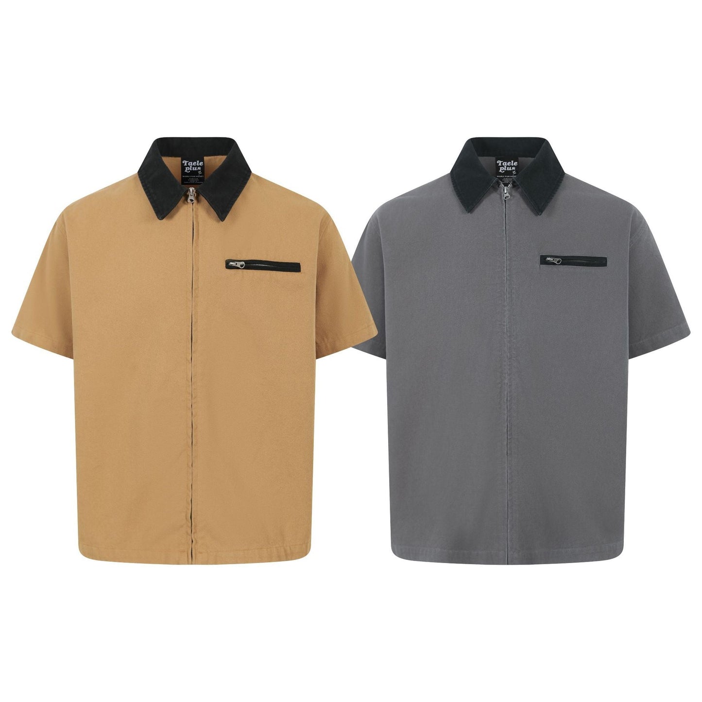 Men's Casual Short Sleeved Shirt with Contrasting Collar