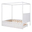 Elegant Queen Size Canopy Platform Bed with Trundle & Storage