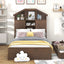 Twin Size Wood Platform Bed with House-shaped Storage Headboard and 2 Drawers Walnut - Korvel