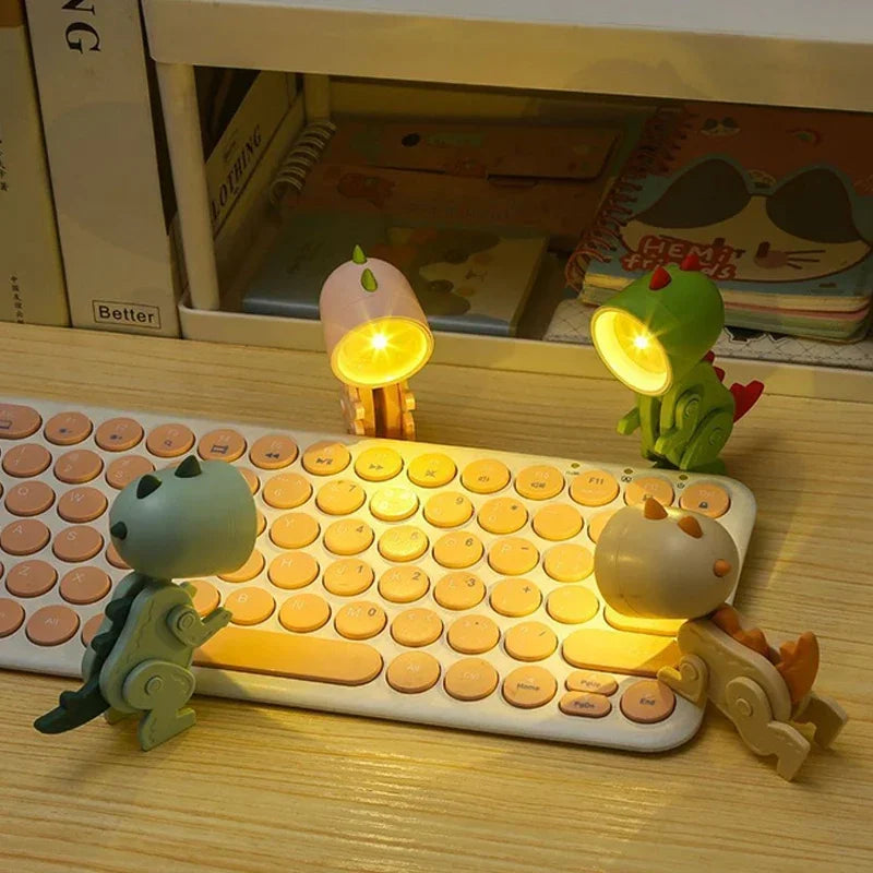 Mini Dinosaur Night Light Battery Magnetic Folding Nights Lamp Bedroom Bedside Table Ornaments Children's Toys LED Night Lights - Korvel