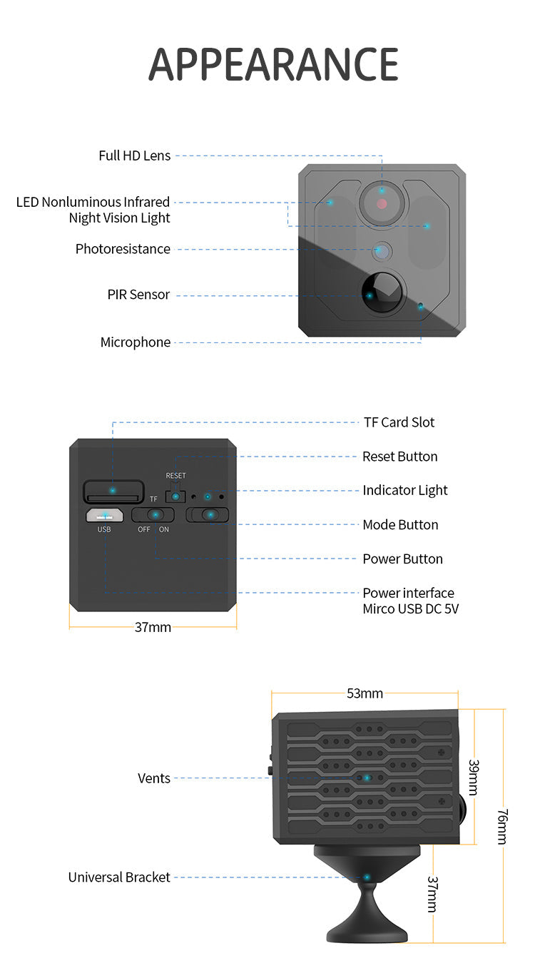 S3 HD camera Human home infrared sensor security monitoring low power WiFi camera A9 camera - Korvel