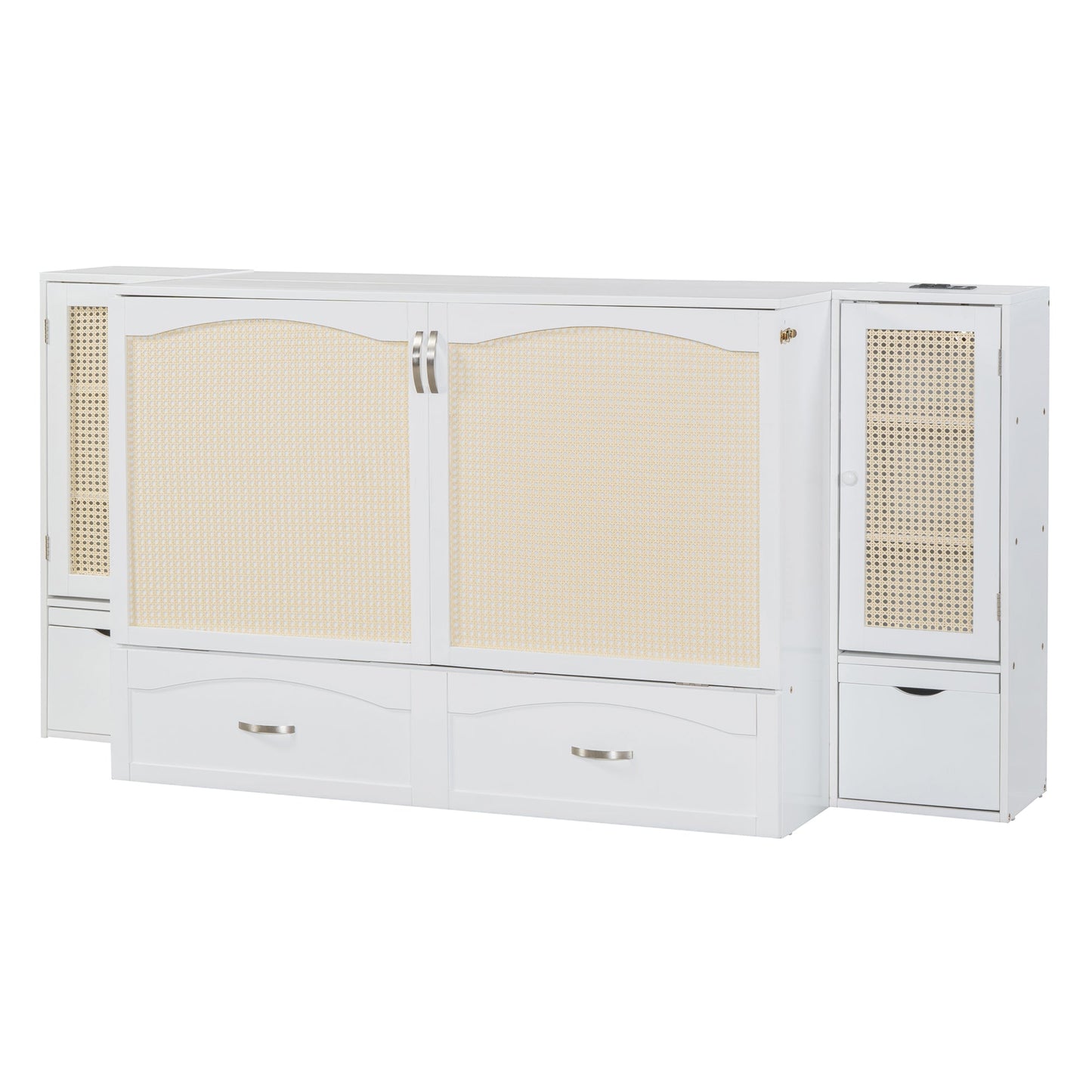 Cama Murphy Grande Blanca con Cajones y Armarios de Almacenamiento