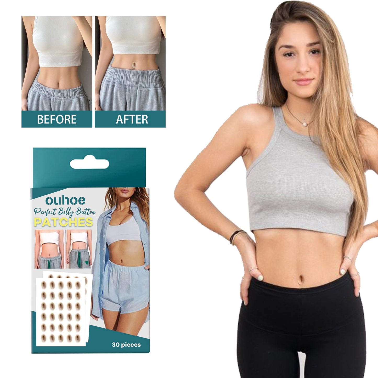 Shaped-up Belly Button Sticker, Height Beauty Body Emulates Waterproof Belly Button Sticker - Korvel