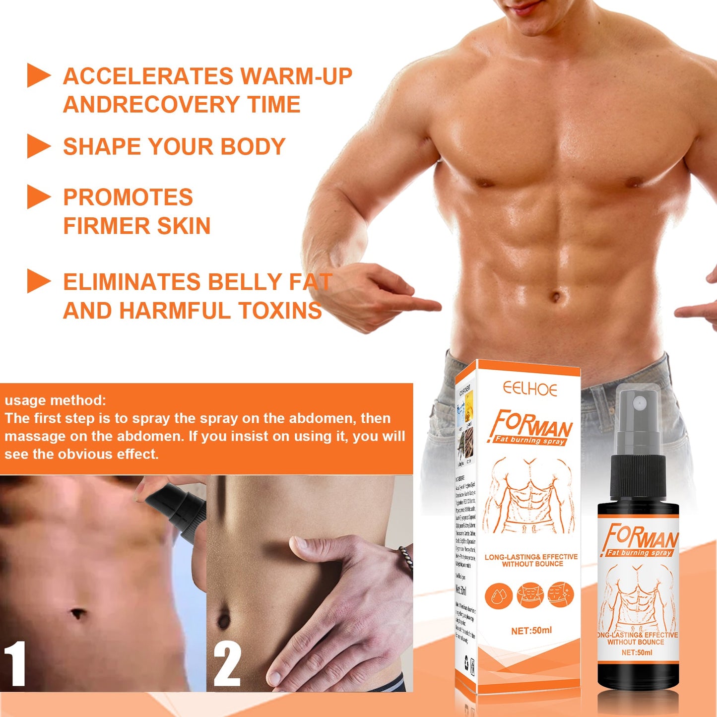 Men's Abs Spray Vest Line Body Sculpting Cream Exercises Chest To Increase Muscle Body Care - Korvel