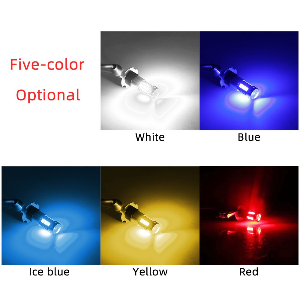 2Pcs H3 H1 W5W T10 White 4014 Chips 30 SMD High Power LED Fog Light Headlight Lamps Bulb Lens DC 12V - Korvel