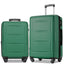Expanable Spinner Wheel 2 Piece Luggage Set ABS Lightweight Suitcase with TSA Lock 20inch+24inch Green + Plastic - Korvel