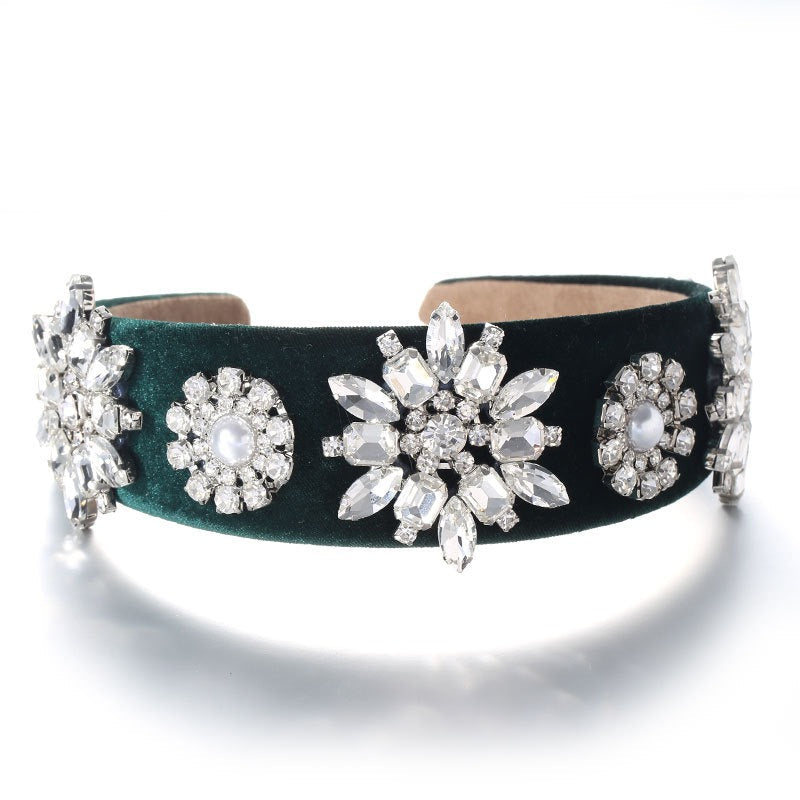 Serre-tête rétro en perles baroques et diamants d'eau
