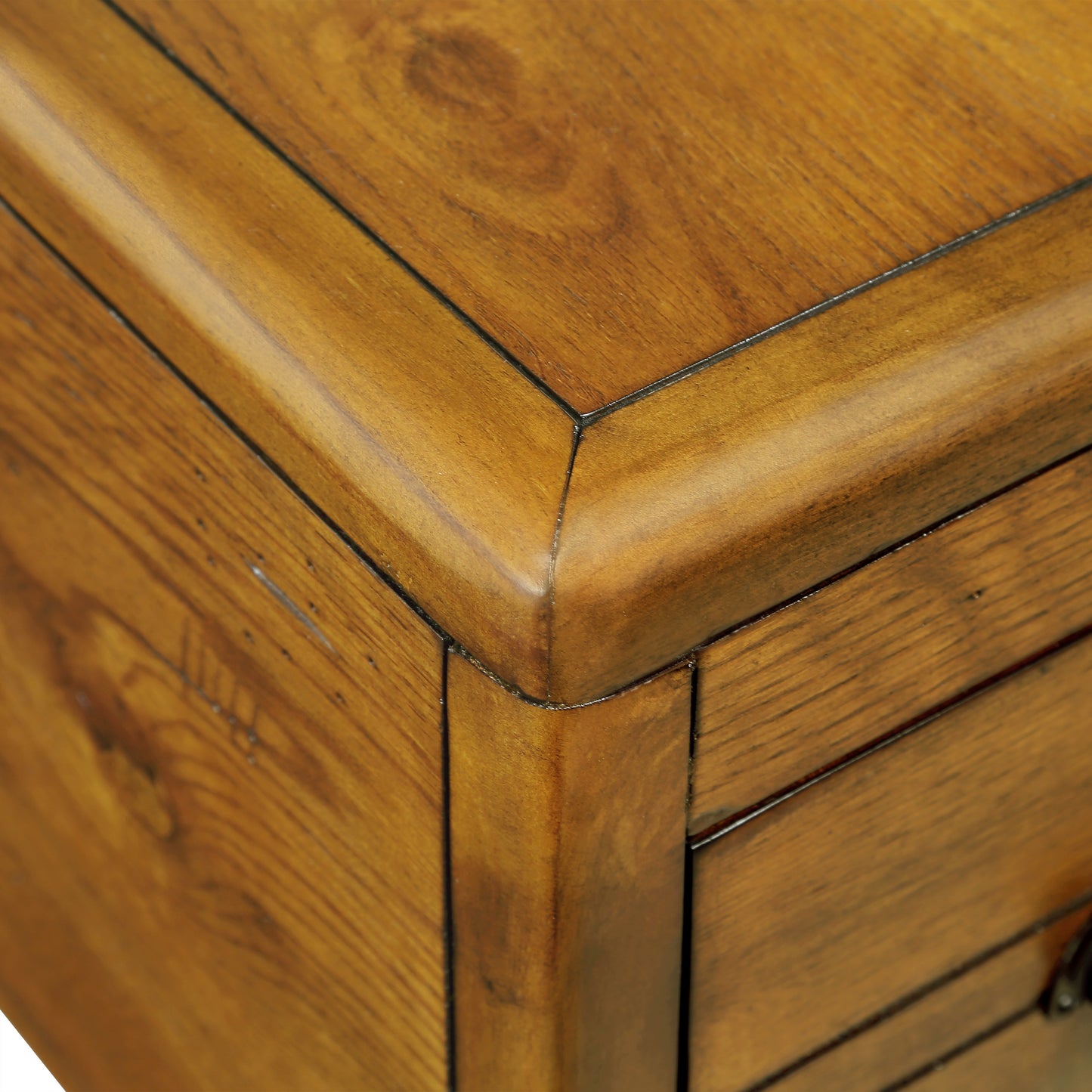Solid wood end table, rectangular 23.6 inch narrow edge table with drawers, vintage bedside table， Antique Brown - Korvel